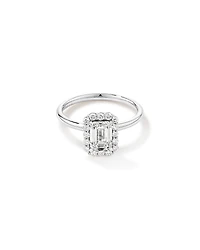 1.46 Carat TW Emerald Cut Laboratory-Grown Diamond Halo Engagement Ring in 14kt Yellow and White Gold