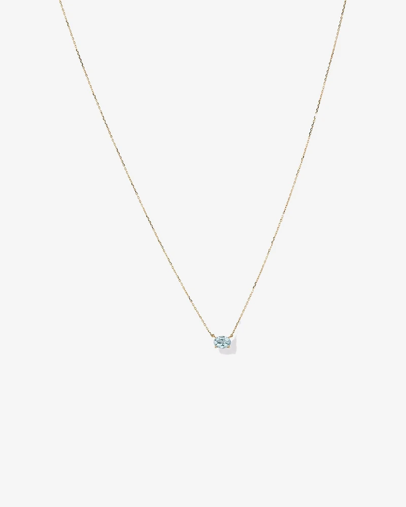 Oval East-West Aquamarine Necklace in 10kt Yellow Gold