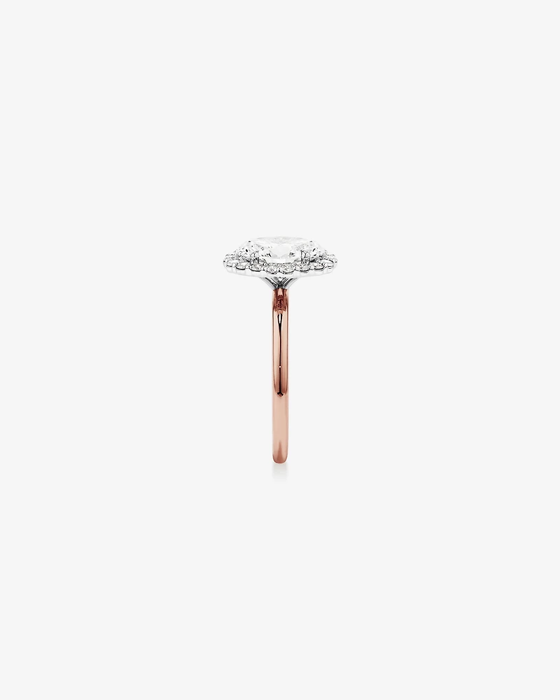 2.34 Carat TW Oval Cut Laboratory-Grown Diamond Halo Engagement Ring in 14kt Rose Gold