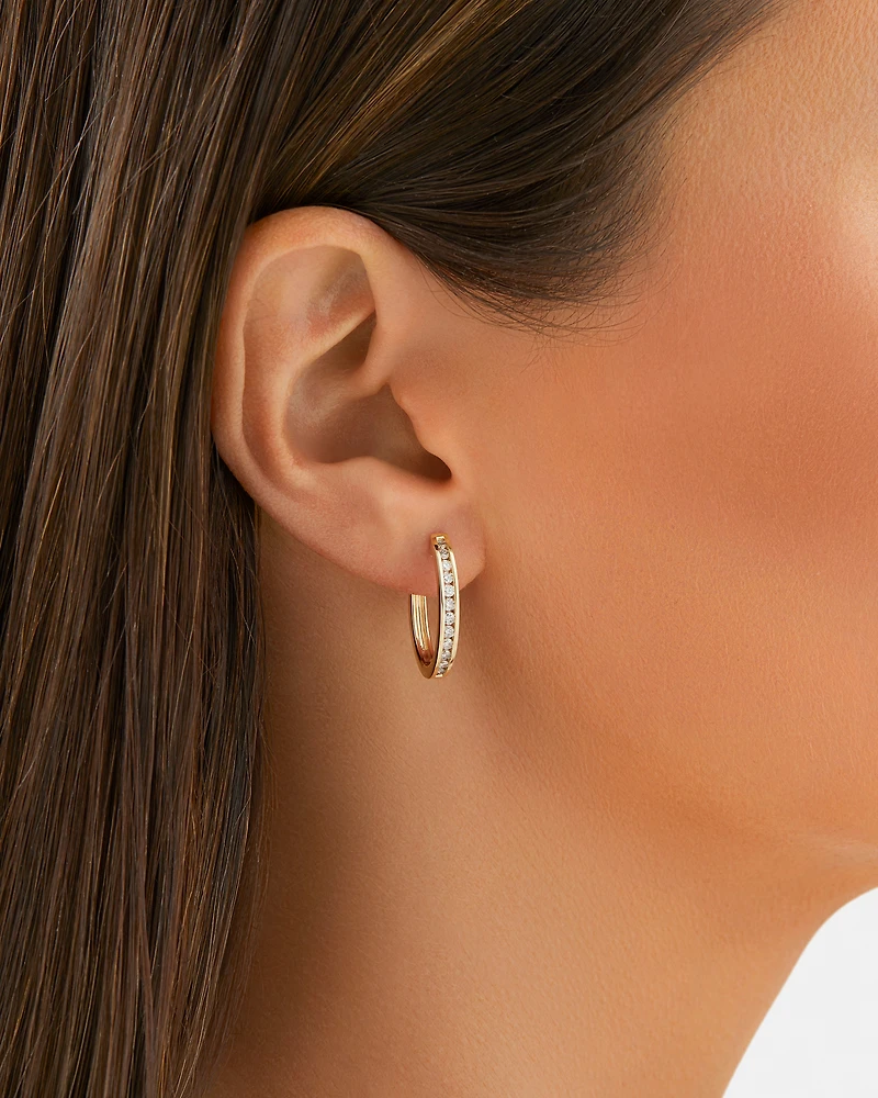 Huggie Earrings with 0.50 Carat TW of Diamonds 10kt Rose Gold