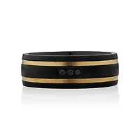 Black Diamond Ring Titanium with 10kt Yellow Gold Inlays