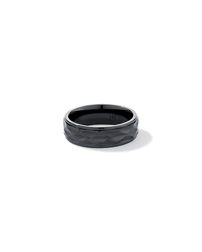 7mm Patterned Wedding Band in Black Titanium