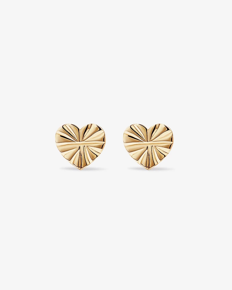 Boucles d’oreilles bouton cœur texturées en vermeil 18 ct