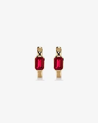 Created Ruby Bezel Huggie Earrings in 10kt Yellow Gold