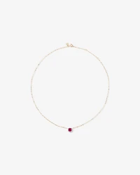 Round Cut Red Created Ruby and Lab-Grown Diamond Halo Stud Earrings and Pendant Necklace Set in 10kt Yellow & Rhodium