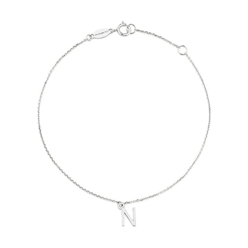 19cm (7.5") N Initial Bracelet in Sterling Silver