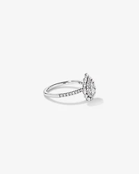 0.62 Carat TW Round Brilliant and Marquise Double Halo Cluster Diamond Ring 14kt White Gold