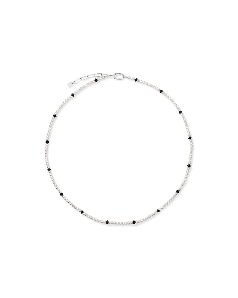 Cultured Freshwater Pearl & Onyx Necklace in Sterling Silver