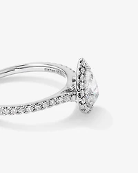 Halo Pear Engagement Ring with 0.92 Carat TW of Diamonds in 14kt White Gold
