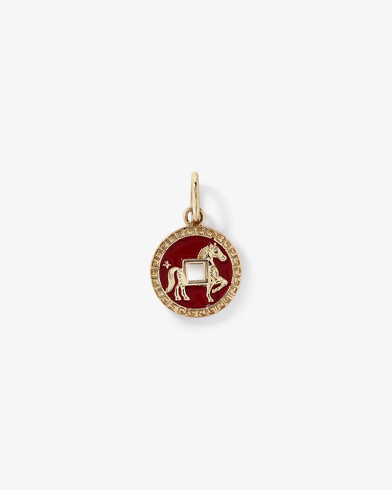 Lunar Horse Coin Pendant in 10kt Yellow Gold