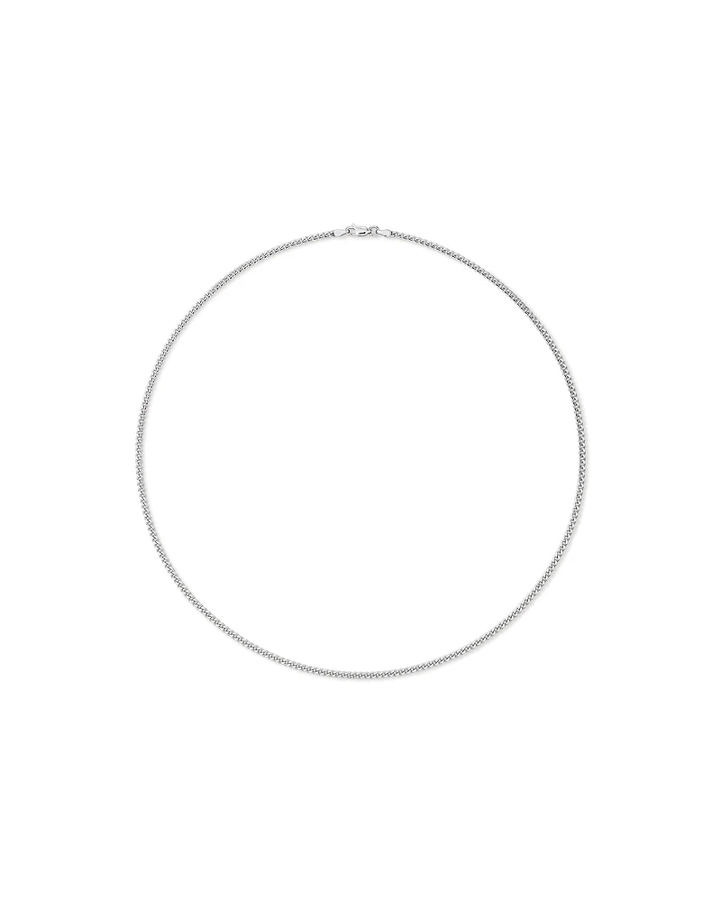 55cm (22") 2.8mm Width Miami Curb Chain Necklace in Sterling Silver