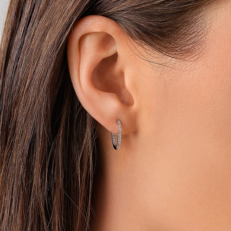 Hoop Earrings With 0.25 Carat TW Of Diamonds 10kt White Gold