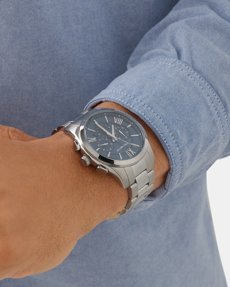 Montre chronographe en acier inoxydable pour homme