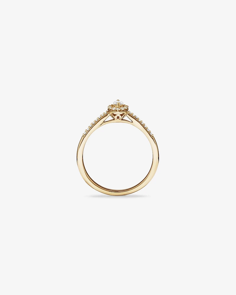0.20 Carat TW Marquise Cut Diamond Halo Promise Ring in 10kt Yellow Gold