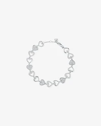 Cubic Zirconia open and closed Heart Bracelet in Sterling Silver