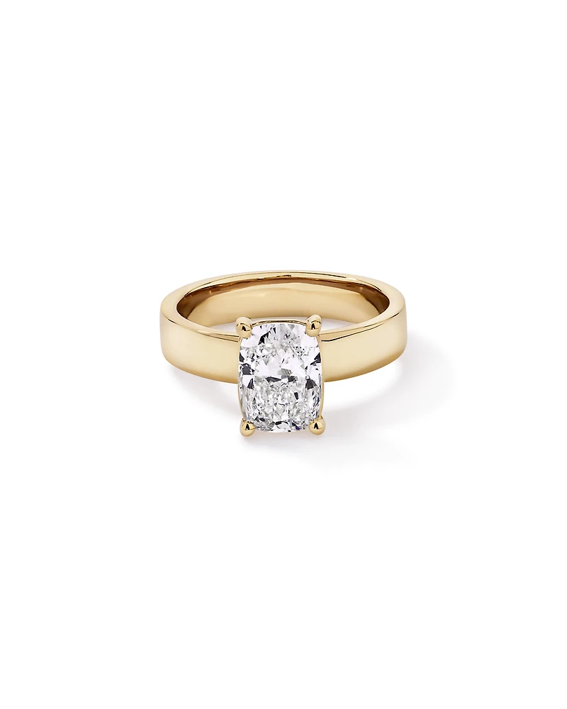 2.00 Carat TW Elongated Cushion Laboratory-Grown Diamond Solitaire Ring in 14kt Yellow Gold