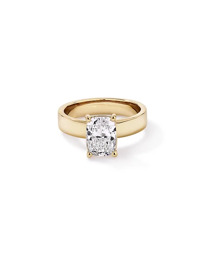 2.00TW Elongated Cushion Laboratory-Grown Diamond Solitaire Ring 14kt Yellow Gold