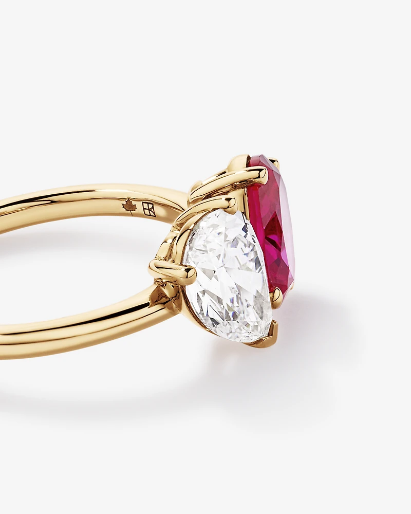 Bague toi et moi 1,50 ct TDW avec rubis créé en or 10