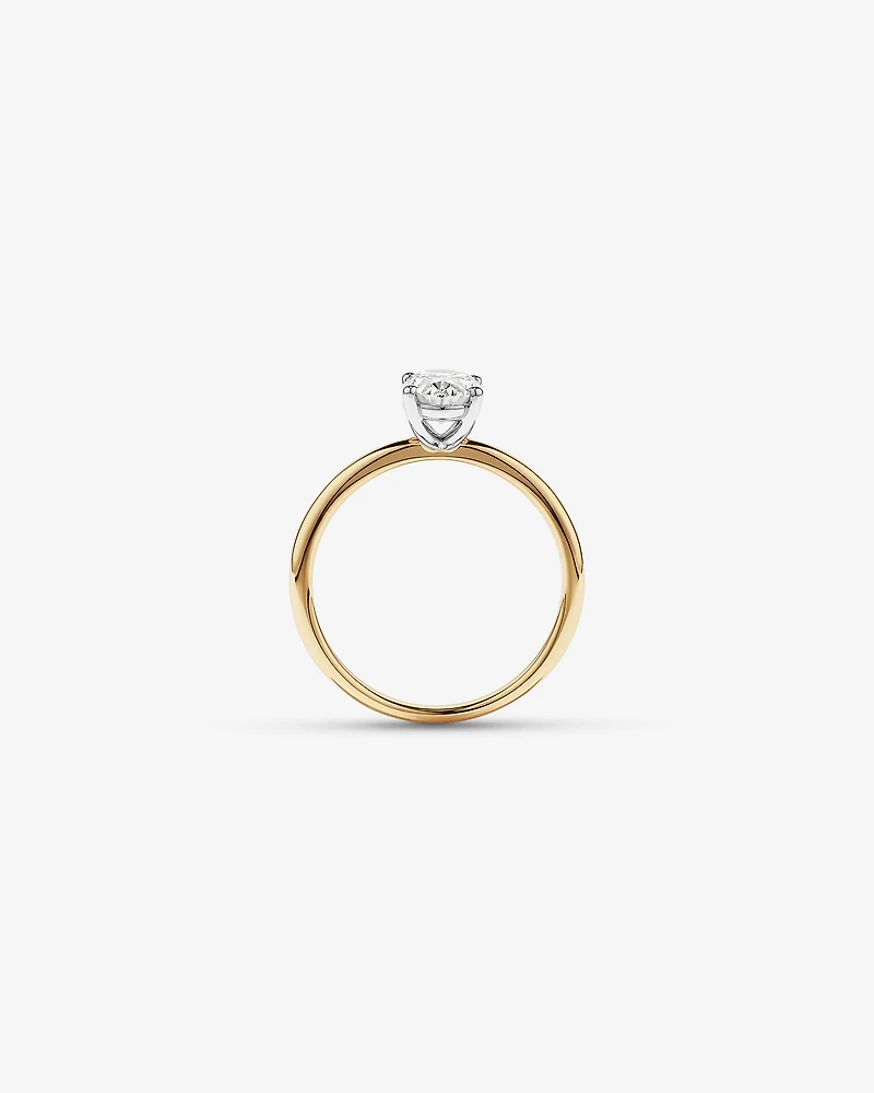 1.00 Carat TW Oval Canadian Diamond Solitaire in 18kt Yellow & White Gold