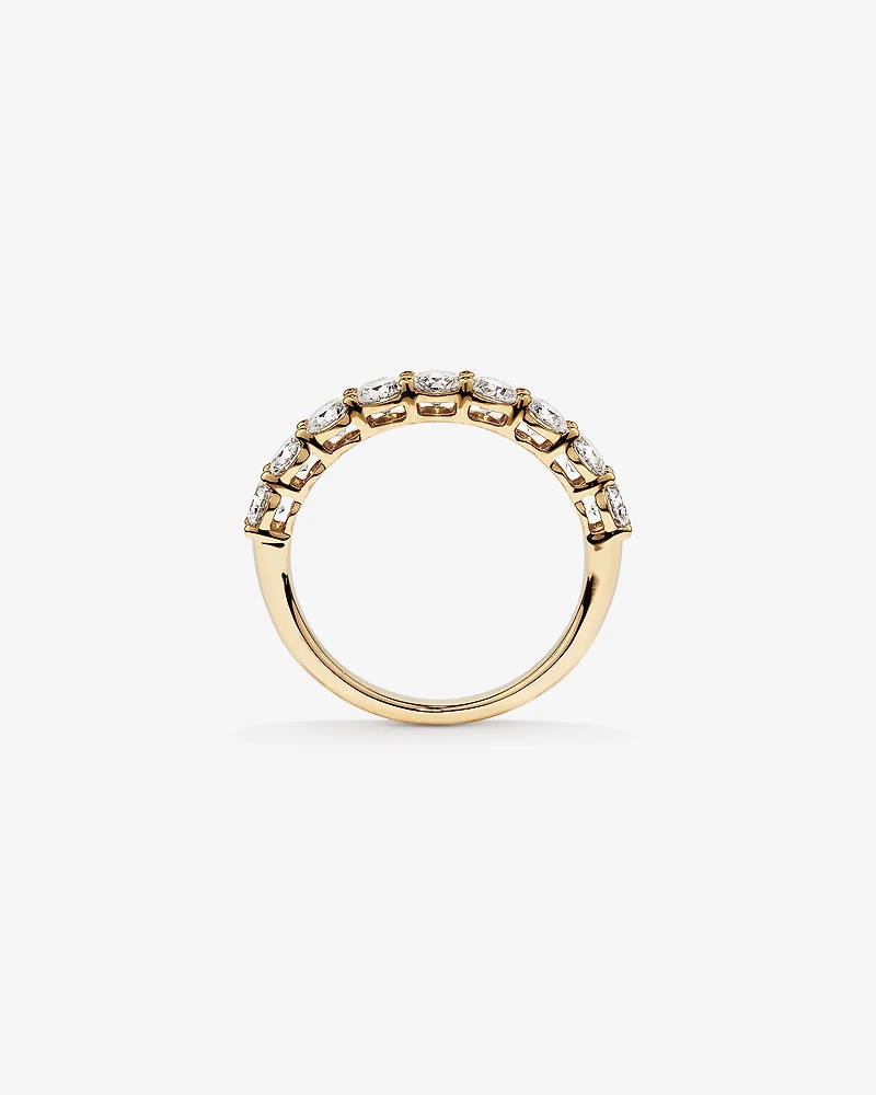 Alliance en or jaune 14 carats avec diamants de laboratoire taille brillant rond (poids total 1,30 carat)