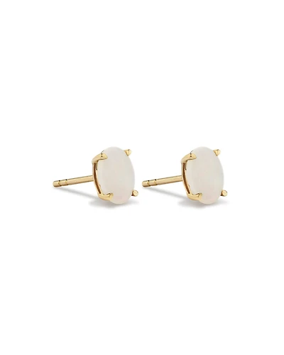 Australian Opal Oval Stud Earrings in 10kt Yellow Gold