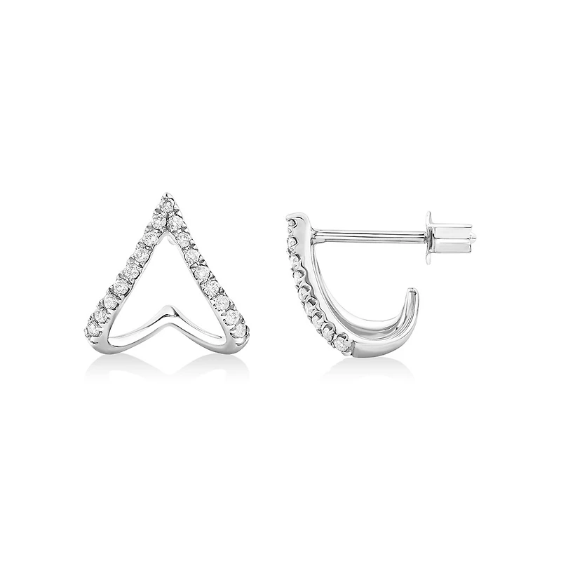 Chevron Stud Earrings with 0.17 Carat TW of Diamonds in Sterling Silver