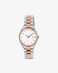 Women's 0.60 Carat TW Diamond Bezel Watch in Rose Tone Stainless Steel.