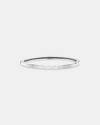Ribbed Oval Hinge Bangle in 10kt White Gold