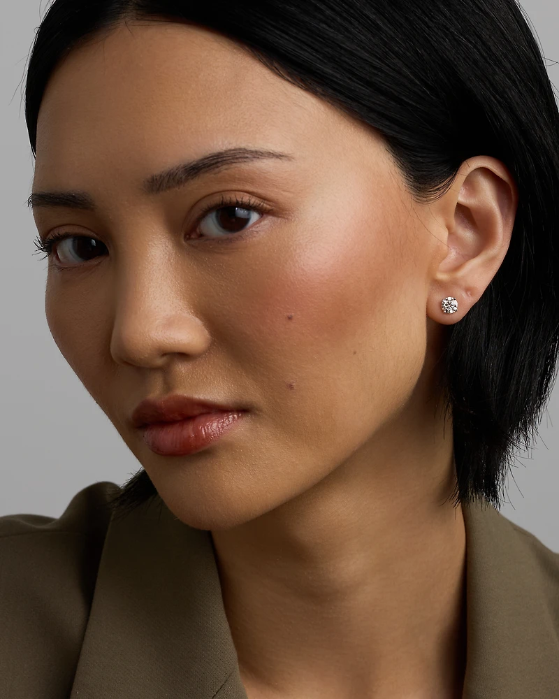 Carat TW Laboratory-Grown Diamond Solitaire Stud Earrings in 14kt White Gold