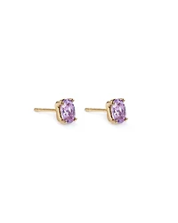 Oval Rose Amethyst Stud Earrings in 10kt Yellow Gold