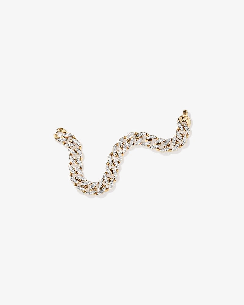 3.30 Carat TW Diamond Set Cuban Link Bracelet in 10kt Yellow and White Gold
