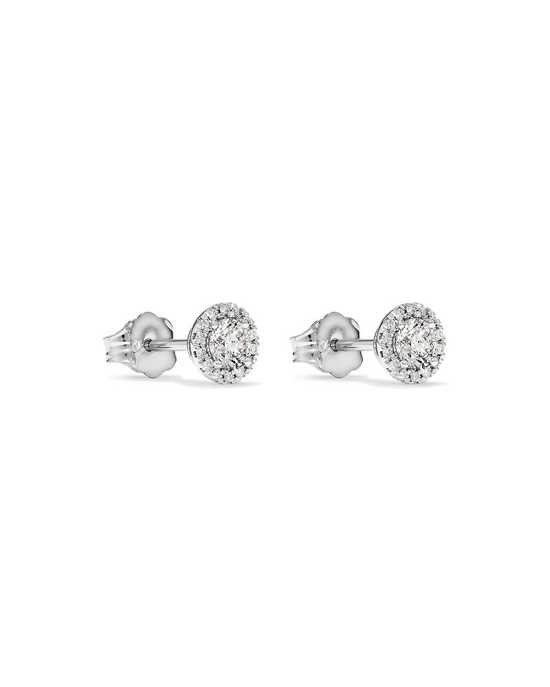 0.44 Carat TW Round Diamond Halo Stud Earrings in 10kt White Gold