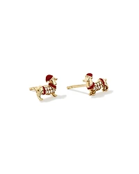 Dachshund Stud Earrings with Cubic Zirconia in 10kt Yellow Gold