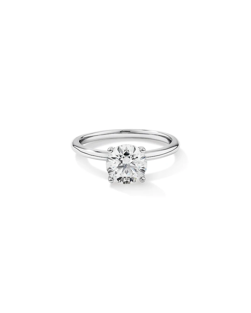 Bague de fiançailles en diamant solitaire ronde brillante cultivée laboratoire 1,50 carat or blanc 14 carats