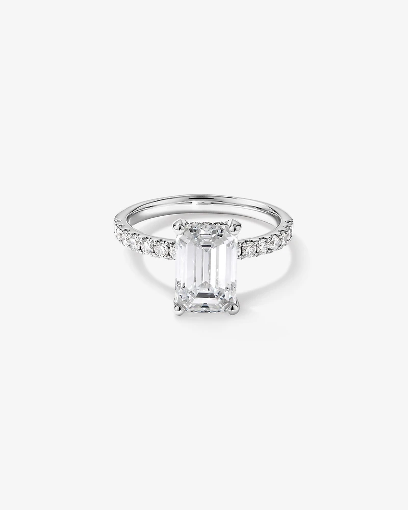 3.50 Carat TW Emerald Cut Laboratory-Grown Diamond Engagement Ring 18kt White Gold