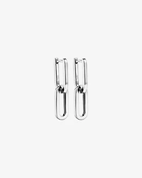 Paperclip Huggie Drop Earrings in Sterling Silver