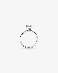 Bague solitaire en or blanc 14 carats sertie d'un diamant de laboratoire taille coussin allongé 2,00