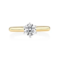 Certified Solitaire Engagement Ring with a 0.75 Carat TW Diamond in 18kt Yellow & White Gold