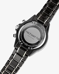 Montre chronographe en céramique noire et acier inoxydable rose avec diamants totalisant 0,50 ct.