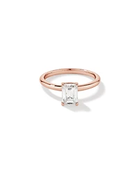 Bague de fiançailles solitaire en diamant cultivé en laboratoire TW taille émeraude de 1,25 carat en or rose 14 carats