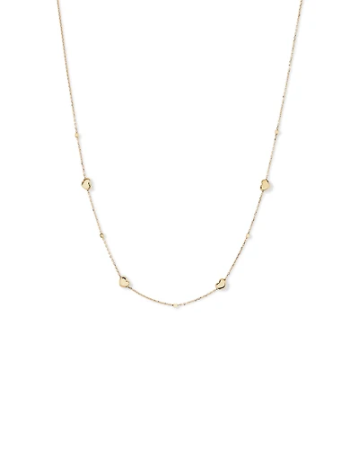 50cm (20") Heart and Bead Station Necklace in 10kt Yellow Gold