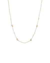 50cm (20") Heart and Bead Station Necklace in 10kt Yellow Gold