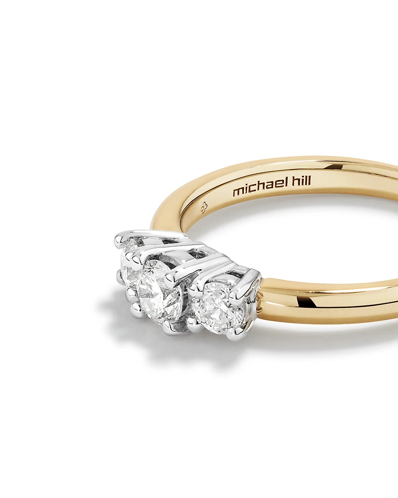 0.50 Carat TW Three Stone Round Brilliant Diamond Engagement Ring in 14kt Yellow and White Gold