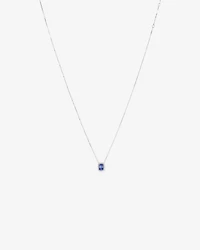 Pendentif Halo Avec Tanzanite Bleue Taille Émeraude Et 0,17 Carat Pt De Diamants En Or Blanc 14 Ct