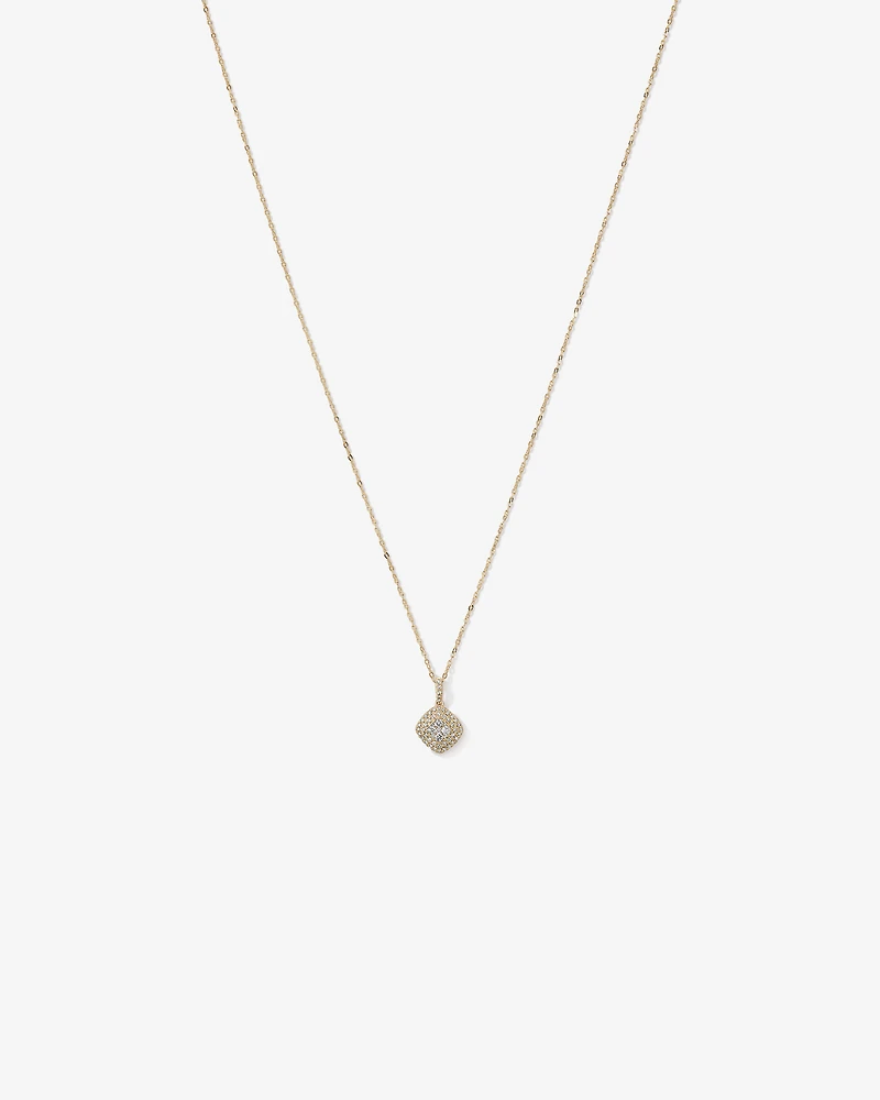 0.30 Carat TW Cushion Shaped Diamond Cluster Pendant Necklace in 10kt Yellow Gold