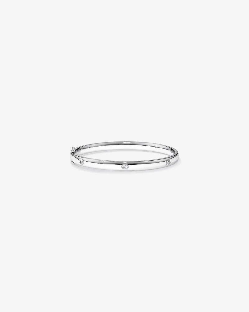 0.45 Carat TW Laboratory-Grown Oval Diamond Bangle in Sterling Silver