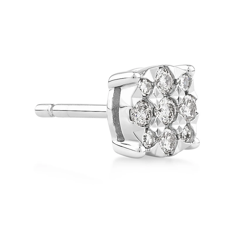 Single Solitaire Stud Earring with 0.12 Carat TW of Diamonds 10kt White Gold