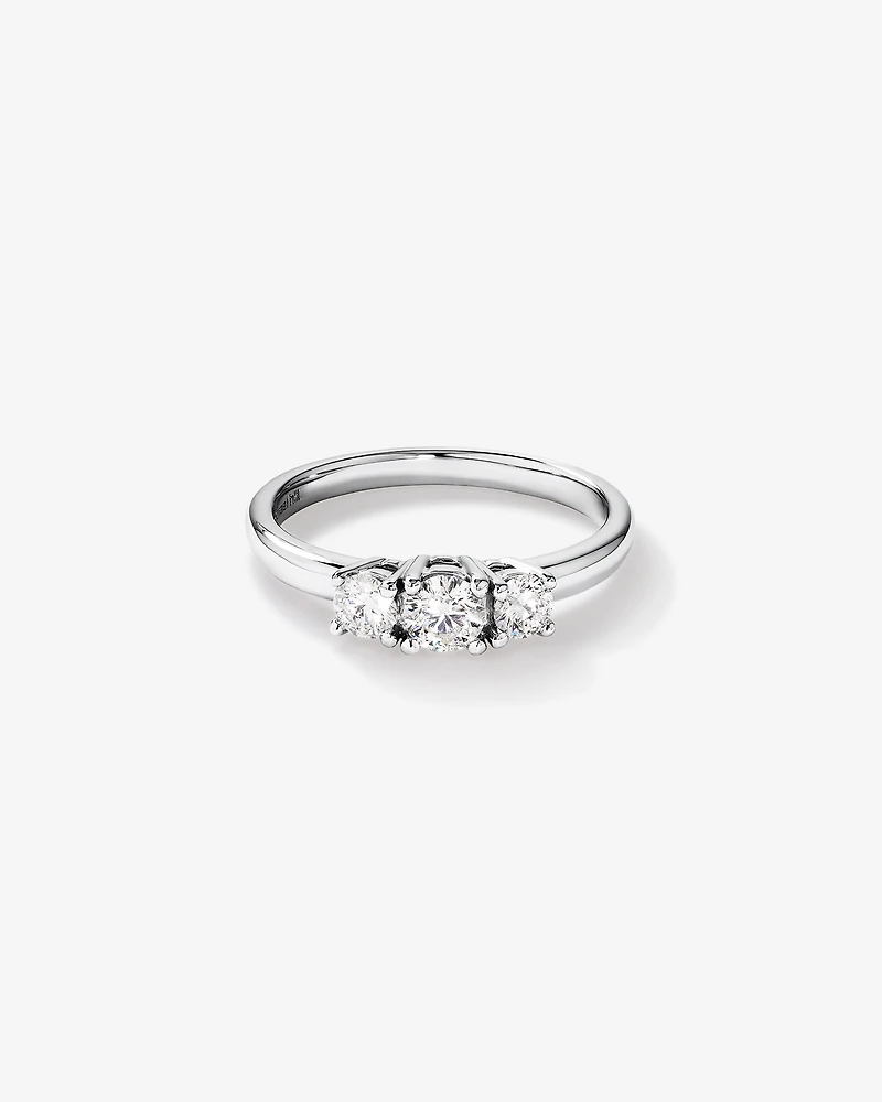 0.50 Carat TW Three Stone Round Brilliant Diamond Engagement Ring in 14kt White Gold