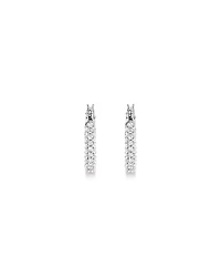 Boucles D'Oreilles Créoles Pavées De Petits Zircons Cubiques En Argent Sterling