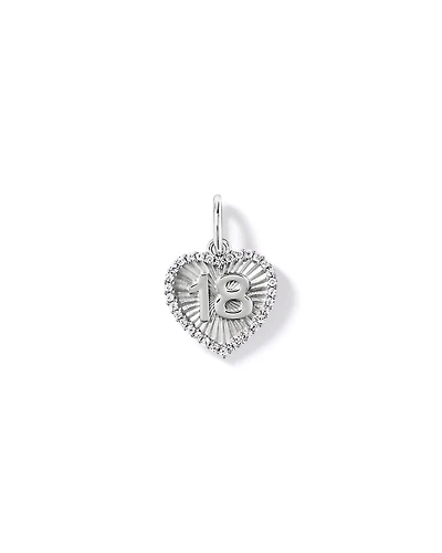 Pendentif cœur rayon de soleil 18 mm avec zircon cubique en argent sterling